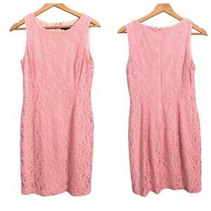 Lauren Ralph Lauren Womens 4 Dress Pink Lace Sheath Cocktail Party Wedding Guest